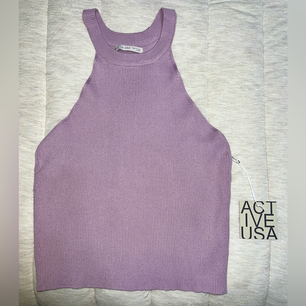 Active USA Women’s High Neck Purple Tank Top. Large. NWT.
